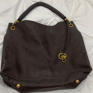 Louis Vuitton Chocolate Brown Shoulder Bag with Gold Details
